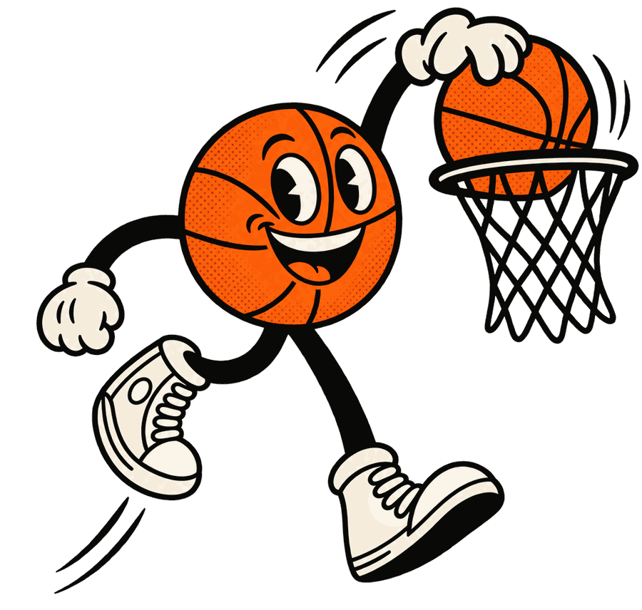 The mascot finishing an alley-oop dunk
